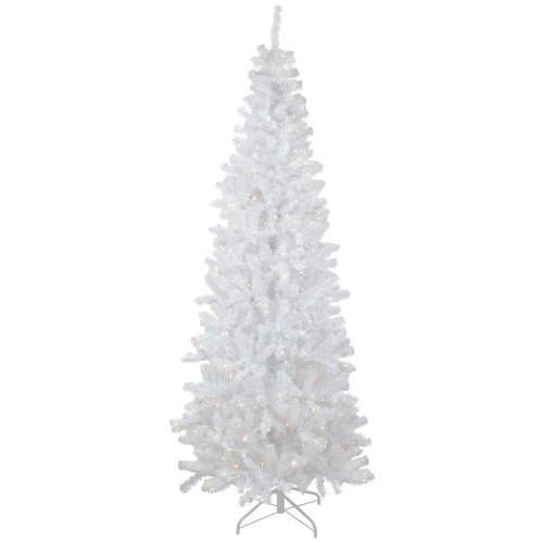 Northlight 7.5' Pre-Lit White Georgian Pine Pencil Artificial Christmas Tree, Warm White LED Lights 3 Northlight 7.5' Pre-Lit White Georgian Pine Pencil Artificial Christmas Tree, Warm White LED Lights