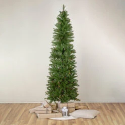 Northlight 6.5' Pre-Lit Silver Lake Fir Pencil Artificial Christmas Tree, Multi Lights -Christmas Decor Sale northlight sm92988 stylebase 58029.1659036535