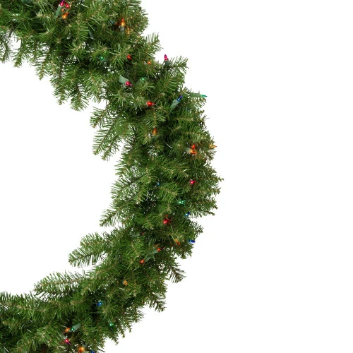 Northlight Pre-Lit Rockwood Pine Artificial Christmas Wreath, 36-Inch, Multi Lights 5 Northlight Pre-Lit Rockwood Pine Artificial Christmas Wreath, 36-Inch, Multi Lights - Image 3