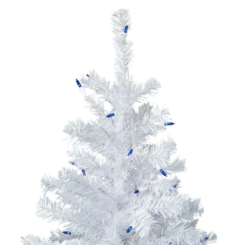 Northlight 6.5' Pre-Lit Woodbury White Pine Pencil Artificial Christmas Tree, Blue Lights 5 Northlight 6.5' Pre-Lit Woodbury White Pine Pencil Artificial Christmas Tree, Blue Lights - Image 3
