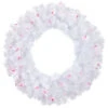 Northlight Pre-Lit Woodbury White Pine Artificial Christmas Wreath, 24-Inch, Pink Lights