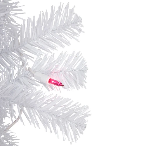 Northlight 6.5' Pre-Lit Woodbury White Pine Pencil Artificial Christmas Tree, Pink Lights 4 Northlight 6.5' Pre-Lit Woodbury White Pine Pencil Artificial Christmas Tree, Pink Lights - Image 2