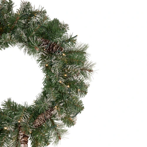 Northlight Pre-Lit Battery Operated Frosted Pine Christmas Wreath - 24" - Warm White LED Lights 6 Northlight Pre-Lit Battery Operated Frosted Pine Christmas Wreath - 24" - Warm White LED Lights - Image 4