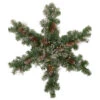 Northlight Pre-Lit Battery Operated Frosted Mixed Pine Christmas Snowflake Wreath - 32" - Warm White LED Lights