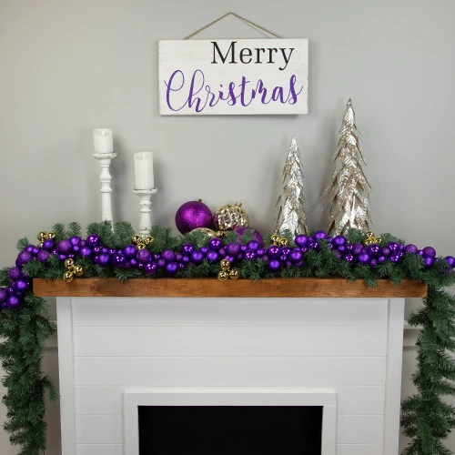 6' Purple 3-Finish Shatterproof Ball Christmas Garland 4 6' Purple 3-Finish Shatterproof Ball Christmas Garland - Image 2