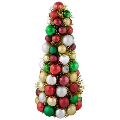 Northlight Shatterproof Ball Christmas Cone Tree With Tinsel - 15.75" - Multicolor 3 Northlight Shatterproof Ball Christmas Cone Tree With Tinsel - 15.75" - Multicolor