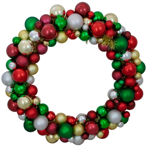 Northlight Traditional Colors 2-Finish Shatterproof Ball Christmas Wreath, 36-Inch 3 Northlight Traditional Colors 2-Finish Shatterproof Ball Christmas Wreath, 36-Inch