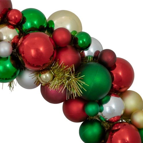 Northlight Traditional Colors 2-Finish Shatterproof Ball Christmas Wreath, 36-Inch 6 Northlight Traditional Colors 2-Finish Shatterproof Ball Christmas Wreath, 36-Inch - Image 4