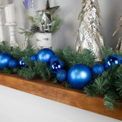 Northlight 6' Blue Shatterproof Ball 3-Finish Christmas Garland -Christmas Decor Sale northlight sm93812 styled 2 89187.1687874896