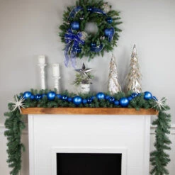 Northlight 6' Blue Shatterproof Ball 3-Finish Christmas Garland -Christmas Decor Sale northlight sm93812 styled 26850.1687874896