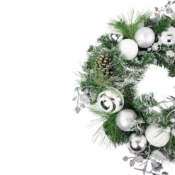 Northlight Green Pine Needle Wreath With Pinecones And Christmas Ornaments, 24-Inch, Unlit -Christmas Decor Sale northlight sm94092 2updated 13846.1680607690