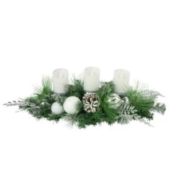 Northlight 30" Green Pine And Needle Triple Candle Holder With Pinecones And Christmas Ornaments 9 Northlight 30" Green Pine And Needle Triple Candle Holder With Pinecones And Christmas Ornaments -Christmas Decor Sale northlight sm94094 2 46953.1665087483