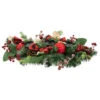 Northlight Pine And Berries Triple Candle Holder With Plaid Bows And Christmas Ornaments - 30"