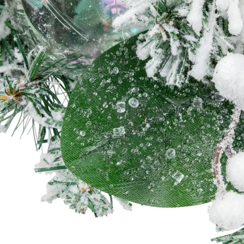 Northlight Flocked Pine Triple Candle Holder With Iridescent Christmas Ornaments - 30" 7 Northlight Flocked Pine Triple Candle Holder With Iridescent Christmas Ornaments - 30" - Image 5