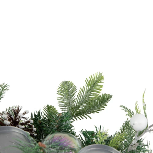 Northlight Pine And Berries Triple Candle Holder With Iridescent Christmas Ornaments - 32" 7 Northlight Pine And Berries Triple Candle Holder With Iridescent Christmas Ornaments - 32" - Image 5