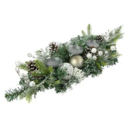 Northlight Frosted Pine And Pinecones With Laced Ornaments Christmas Triple Candle Holder - 32" -Christmas Decor Sale northlight sm94112 3 14641.1663860839