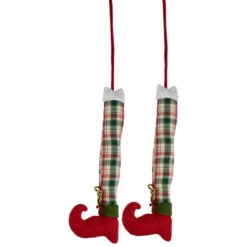 Northlight Set Of 2 Red And Green Plaid Plush Elf Leg Christmas Picks 30" -Christmas Decor Sale northlight sm94883 02 74017.1695830552