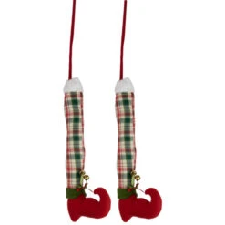 Northlight Set Of 2 Red And Green Plaid Plush Elf Leg Christmas Picks 30" -Christmas Decor Sale northlight sm94883 03 24066.1695830552