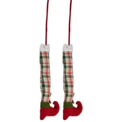 Northlight Set Of 2 Red And Green Plaid Plush Elf Leg Christmas Picks 30" -Christmas Decor Sale northlight sm94883 04 19723.1695830553