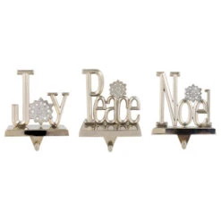 Northlight Peace, Joy And Noel Metal Christmas Stocking Holders - 6.5" - Set Of 3