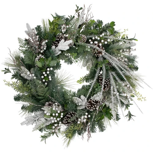 Northlight Real Touch™? Frosted Pinecones And Berries Christmas Wreath - 36" - Unlit 3 Northlight Real Touch™? Frosted Pinecones And Berries Christmas Wreath - 36" - Unlit