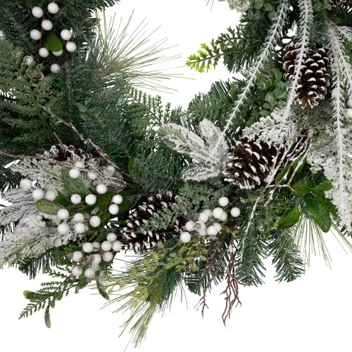 Northlight Real Touch™? Frosted Pinecones And Berries Christmas Wreath - 36" - Unlit 6 Northlight Real Touch™? Frosted Pinecones And Berries Christmas Wreath - 36" - Unlit - Image 4