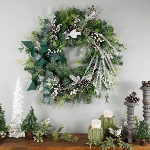 Northlight Real Touch™? Frosted Pinecones And Berries Christmas Wreath - 36" - Unlit 4 Northlight Real Touch™? Frosted Pinecones And Berries Christmas Wreath - 36" - Unlit - Image 2