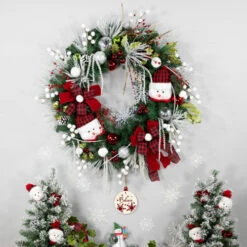 Northlight Snowmen And Icicles Pine Artificial Christmas Wreath - 40" - Unlit -Christmas Decor Sale northlight sm95365 styled 2 97353.1701019003