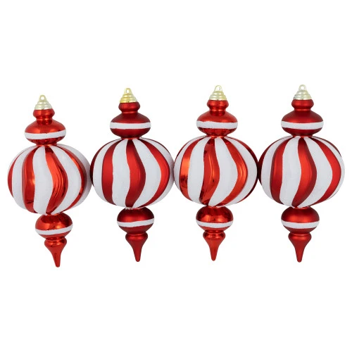 Northlight Shatterproof Commercial Size Finial Christmas Ornaments - 10" - Red And White - Set Of 4 4 Northlight Shatterproof Commercial Size Finial Christmas Ornaments - 10" - Red And White - Set Of 4 - Image 2