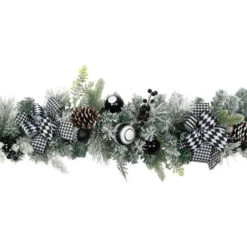 Northlight Flocked Pine With Harlequin Ornaments And Bows Artificial Christmas Garland - 6' X 8" - Unlit -Christmas Decor Sale northlight sm97260 02 35215.1726712129
