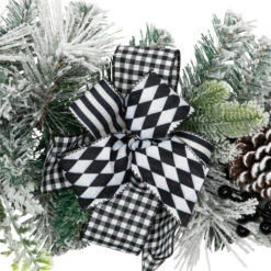 Northlight Flocked Pine With Harlequin Ornaments And Bows Artificial Christmas Garland - 6' X 8" - Unlit -Christmas Decor Sale northlight sm97260 04 26655.1726712129