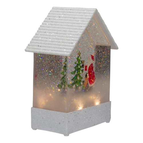 Northlight 8.25" White And Red House Shaped Christmas Snow Globe 4 Northlight 8.25" White And Red House Shaped Christmas Snow Globe - Image 2
