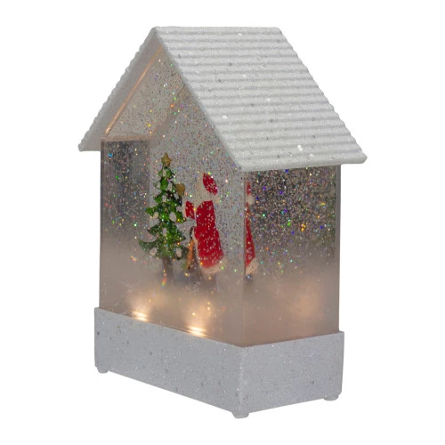 Northlight 8.25" White And Red House Shaped Christmas Snow Globe 6 Northlight 8.25" White And Red House Shaped Christmas Snow Globe - Image 4