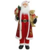 Northlight 5' Traditional Santa Claus With Teddy Bear And Gift Bag Standing Christmas Figure