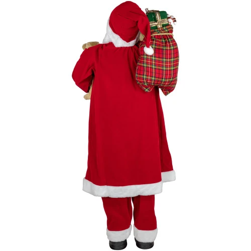 Northlight 5' Traditional Santa Claus With Teddy Bear And Gift Bag Standing Christmas Figure 7 Northlight 5' Traditional Santa Claus With Teddy Bear And Gift Bag Standing Christmas Figure - Image 5