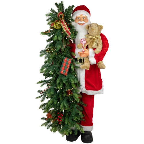 Northlight 48" Musical Santa Claus With Lighted Christmas Tree And Teddy Bear Standing Christmas Figure 3 Northlight 48" Musical Santa Claus With Lighted Christmas Tree And Teddy Bear Standing Christmas Figure