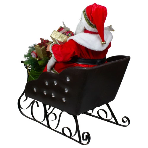 32" Red Traditional Jolly Santa Claus In Jewel Sleigh Christmas Figurine 7 32" Red Traditional Jolly Santa Claus In Jewel Sleigh Christmas Figurine - Image 5