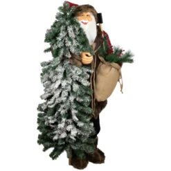Northlight Standing Woodland Santa Claus With Flocked Alpine Tree Commercial Christmas Figure - 5' -Christmas Decor Sale northlight tj38548 03 24652.1693409636