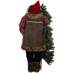 Northlight Standing Woodland Santa Claus With Flocked Alpine Tree Commercial Christmas Figure - 5' -Christmas Decor Sale northlight tj38548 04 12154.1693409636
