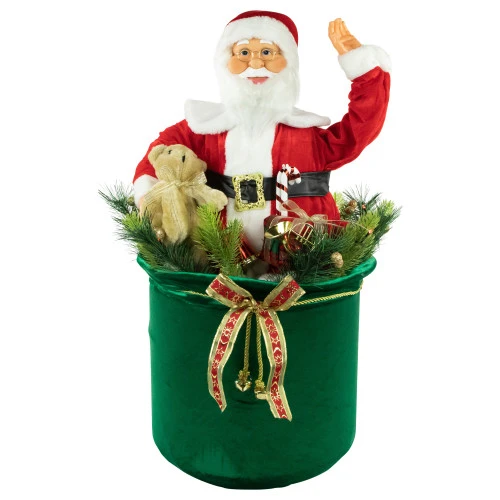 Northlight LED Lighted And Animated Gift Bag With Santa Claus Christmas Figure - 32" 3 Northlight LED Lighted And Animated Gift Bag With Santa Claus Christmas Figure - 32"
