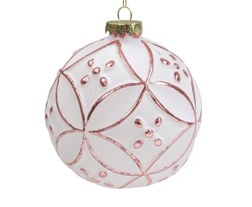 Northlight Matte White And Pink Floral Glass Hanging Christmas Ball Ornament 3.75" (95mm) 5 Northlight Matte White And Pink Floral Glass Hanging Christmas Ball Ornament 3.75" (95mm) - Image 3