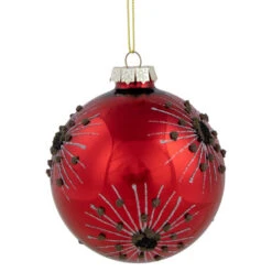 Northlight 3.5" Red And Brown Beaded Bursting Snowflake Glass Christmas Ball Ornament -Christmas Decor Sale northlight tr26267 2 61502.1682510987