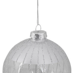 Northlight 4" Clear And Silver Glitter Striped Glass Christmas Ball Ornament -Christmas Decor Sale northlight tr26272 1updated 81014.1670057378