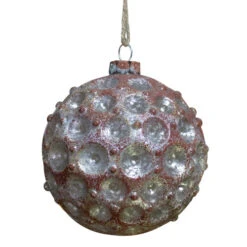 Mercury Silver Distressed Glass Christmas Ball Ornament 3.5" (88mm)