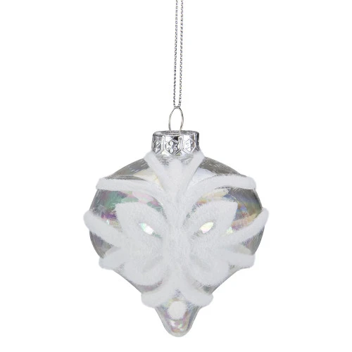 Northlight 3.25" Clear Iridescent With White Frost Glass Onion Christmas Ornament 3 Northlight 3.25" Clear Iridescent With White Frost Glass Onion Christmas Ornament