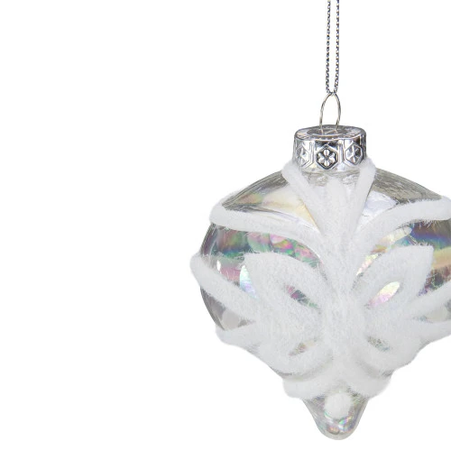 Northlight 3.25" Clear Iridescent With White Frost Glass Onion Christmas Ornament 4 Northlight 3.25" Clear Iridescent With White Frost Glass Onion Christmas Ornament - Image 2