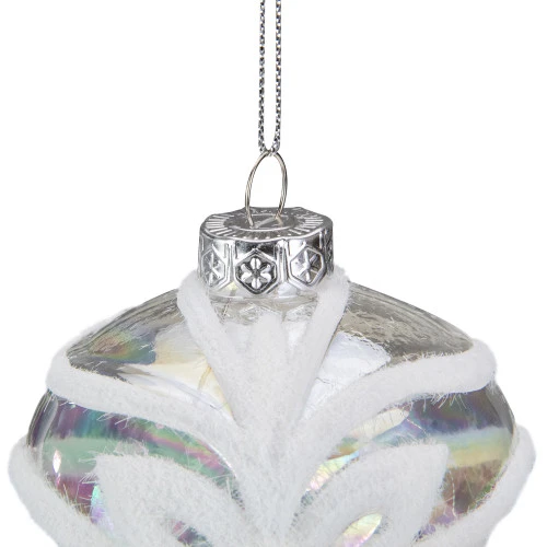 Northlight 3.25" Clear Iridescent With White Frost Glass Onion Christmas Ornament 5 Northlight 3.25" Clear Iridescent With White Frost Glass Onion Christmas Ornament - Image 3