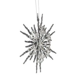 Northlight 6" Silver Glitter Double Snowflake Christmas Ornament -Christmas Decor Sale northlight tr88604 2 sample 78603.1664989719