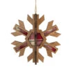 Northlight 7" 3-D Faux Wood And Red Plaid Starburst Snowflake Christmas Ornament