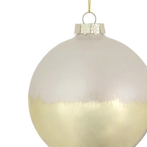 Northlight 3.5" Brushed White And Gold Glass Ball Christmas Ornament 4 Northlight 3.5" Brushed White And Gold Glass Ball Christmas Ornament - Image 2